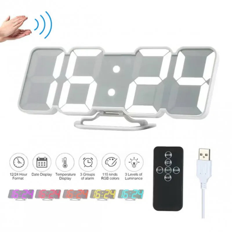 3D Wireless Remote Digital LED Alarm Clock Smart Galaxy